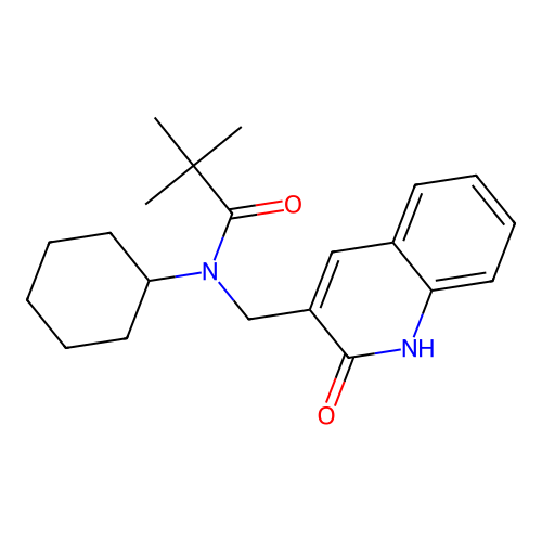 N-cyclohexyl-2,2-dimethyl-N-[(2-oxo-1H-quinolin-3-yl)methyl]propanamide structure