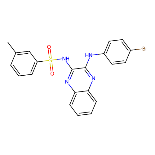 N-(3-((4-bromophenyl)amino)quinoxalin-2-yl)-3-methylbenzenesulfonamide structure