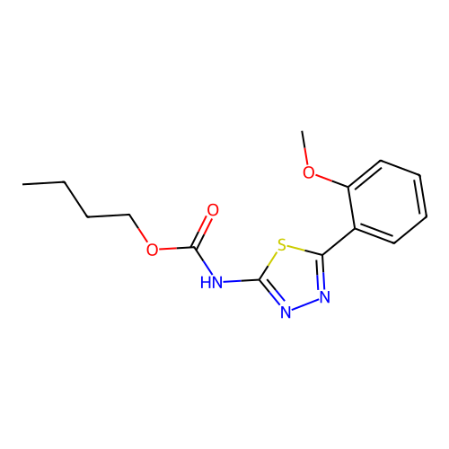 Butyl [5-(2-methoxyphenyl)-1,3,4-thiadiazol-2-yl]carbamate structure