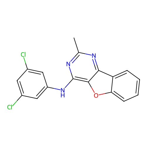 3,5-dichloro-N-[(4E)-2-methyl[1]benzofuro[3,2-d]pyrimidin-4(3H)-ylidene]aniline structure