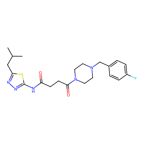4-(4-(4-fluorobenzyl)piperazin-1-yl)-N-(5-isobutyl-1,3,4-thiadiazol-2-yl)-4-oxobutanamide structure