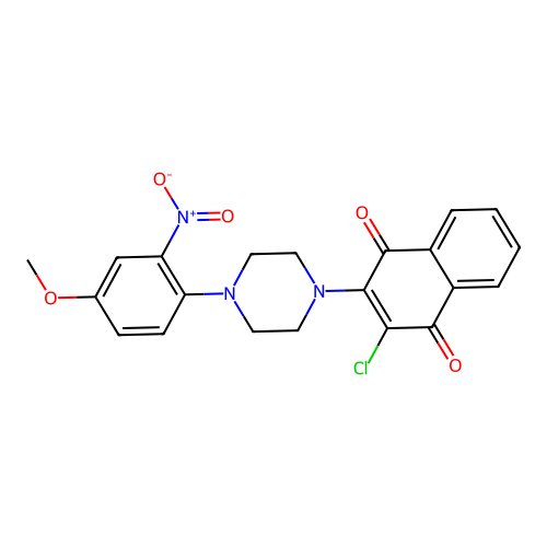 2-Chloro-3-[4-(4-methoxy-2-nitrophenyl)piperazin-1-yl]naphthalene-1,4-dione structure