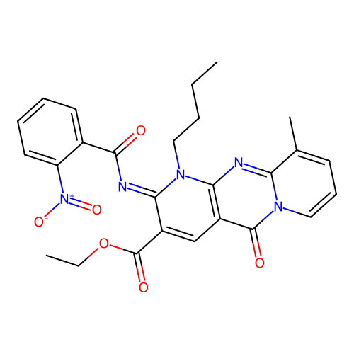 (Z)-ethyl 1-butyl-10-methyl-2-((2-nitrobenzoyl)imino)-5-oxo-2,5-dihydro-1H-dipyrido[1,2-a:2',3'-d]pyrimidine-3-carboxylate structure