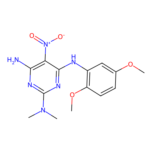 {4-Amino-6-[(2,5-dimethoxyphenyl)amino]-5-nitropyrimidin-2-yl}dimethylamine structure