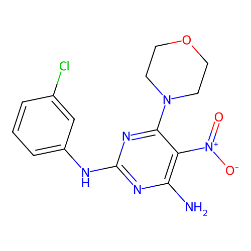 (4-Amino-6-morpholin-4-yl-5-nitropyrimidin-2-yl)(3-chlorophenyl)amine structure
