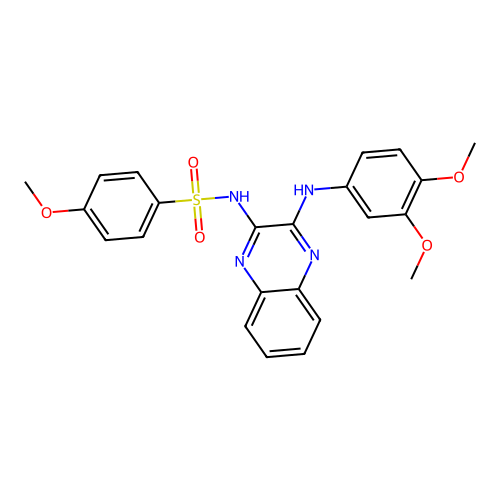 N-(3-((3,4-dimethoxyphenyl)amino)quinoxalin-2-yl)-4-methoxybenzenesulfonamide structure