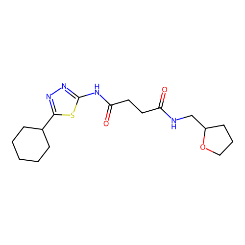 N-(5-Cyclohexyl-[1,3,4]thiadiazol-2-yl)-N'-(tetrahydro-furan-2-ylmethyl)-succinamide structure
