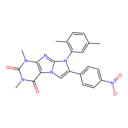 8-(2,5-dimethylphenyl)-1,3-dimethyl-7-(4-nitrophenyl)-1H-imidazo[2,1-f]purine-2,4(3H,8H)-dione structure
