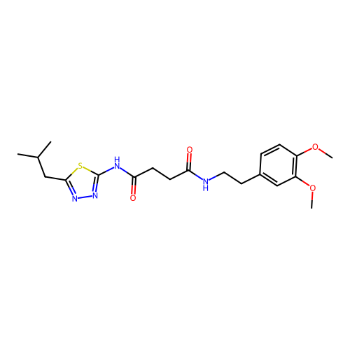 N1-(3,4-dimethoxyphenethyl)-N4-(5-isobutyl-1,3,4-thiadiazol-2-yl)succinamide structure