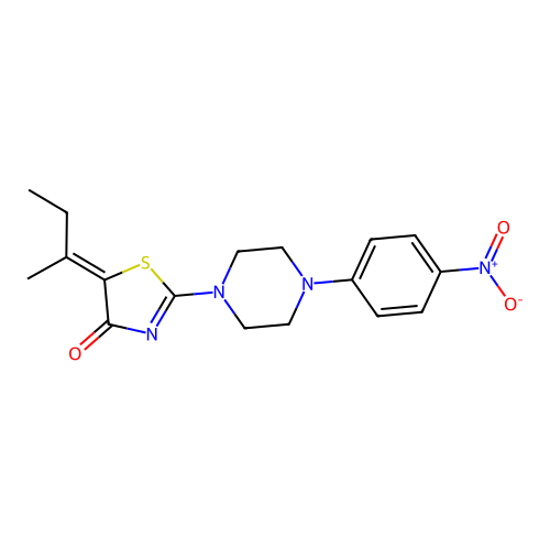 (5Z)-5-(butan-2-ylidene)-2-[4-(4-nitrophenyl)piperazin-1-yl]-1,3-thiazol-4(5H)-one structure