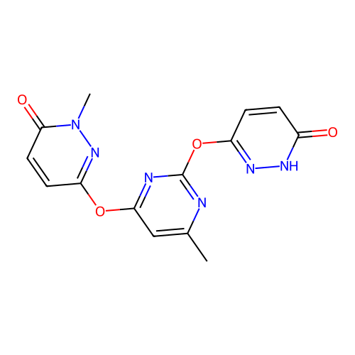 2-methyl-6-[6-methyl-2-[(6-oxo-1H-pyridazin-3-yl)oxy]pyrimidin-4-yl]oxypyridazin-3-one structure