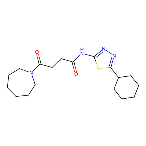 4-(azepan-1-yl)-N-(5-cyclohexyl-1,3,4-thiadiazol-2-yl)-4-oxobutanamide structure