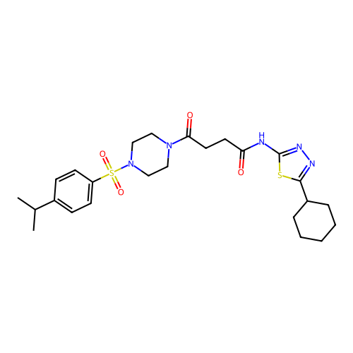 N-(5-cyclohexyl-1,3,4-thiadiazol-2-yl)-4-(4-((4-isopropylphenyl)sulfonyl)piperazin-1-yl)-4-oxobutanamide structure