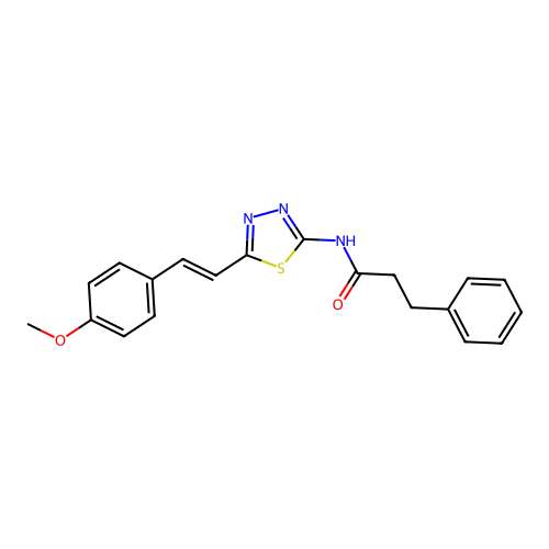 (E)-N-(5-(4-methoxystyryl)-1,3,4-thiadiazol-2-yl)-3-phenylpropanamide structure