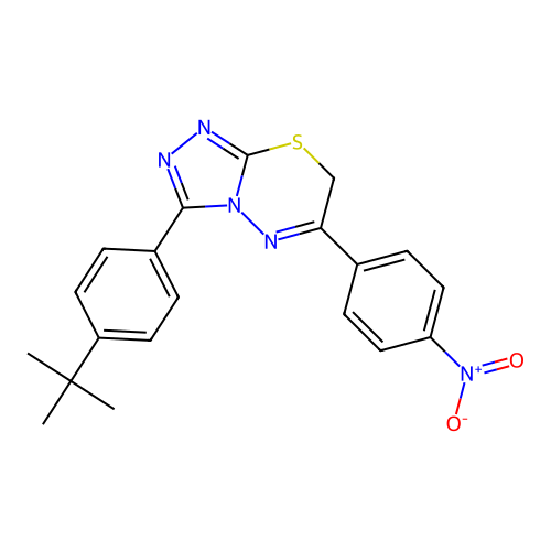 3-(4-tert-butylphenyl)-6-(4-nitrophenyl)-7H-[1,2,4]triazolo[3,4-b][1,3,4]thiadiazine structure