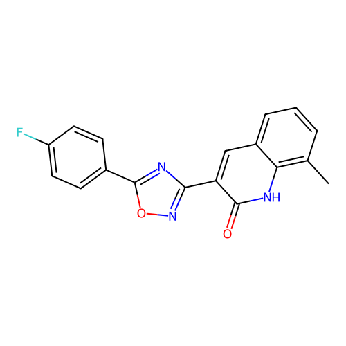 3-[5-(4-fluorophenyl)-1,2,4-oxadiazol-3-yl]-8-methylquinolin-2(1H)-one structure