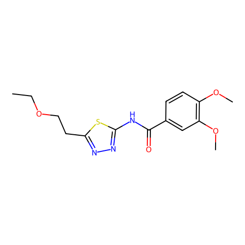 N-[5-(2-ethoxyethyl)-1,3,4-thiadiazol-2-yl]-3,4-dimethoxybenzamide structure
