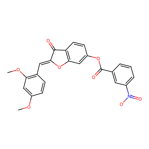 2-[(2,4-Dimethoxyphenyl)methylene]-3-oxobenzo[3,4-b]furan-6-yl 3-nitrobenzoate structure