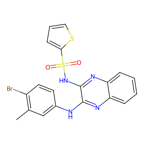 N-(3-((4-bromo-3-methylphenyl)amino)quinoxalin-2-yl)thiophene-2-sulfonamide structure