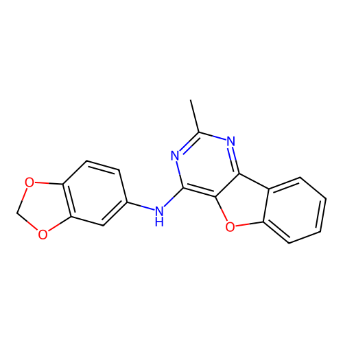 N-(1,3-benzodioxol-5-yl)-2-methyl-[1]benzofuro[3,2-d]pyrimidin-4-amine structure