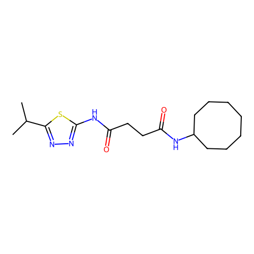 N-Cyclooctyl-N'-(5-isopropyl-[1,3,4]thiadiazol-2-yl)-succinamide structure