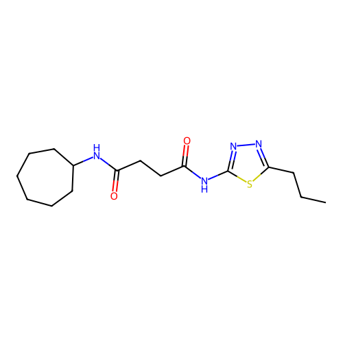 N-cycloheptyl-N'-[(2Z)-5-propyl-1,3,4-thiadiazol-2(3H)-ylidene]butanediamide structure