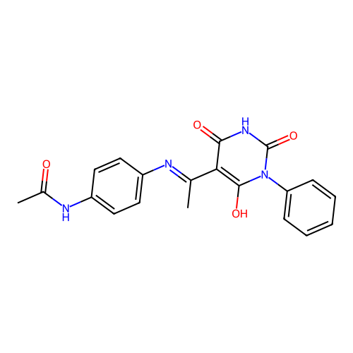 N-[4-[[(1E)-1-(2,4,6-trioxo-1-phenyl-1,3-diazinan-5-ylidene)ethyl]amino]phenyl]acetamide structure