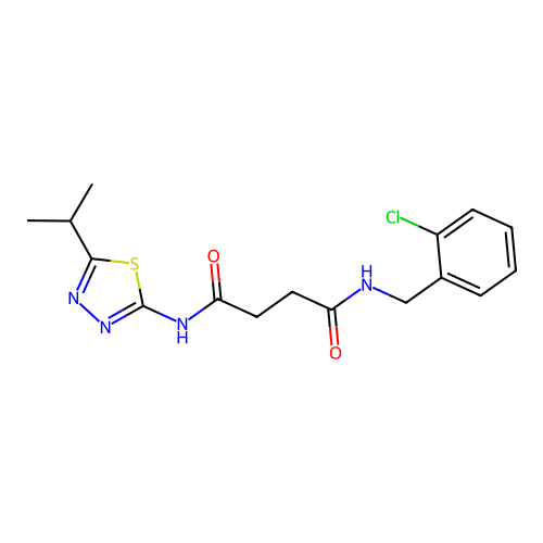 N1-(2-chlorobenzyl)-N4-(5-isopropyl-1,3,4-thiadiazol-2-yl)succinamide structure