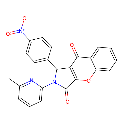 2-(6-methylpyridin-2-yl)-1-(4-nitrophenyl)-1,2-dihydrochromeno[2,3-c]pyrrole-3,9-dione structure