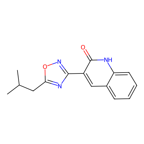 3-[5-(2-methylpropyl)-1,2,4-oxadiazol-3-yl]quinolin-2(1H)-one structure