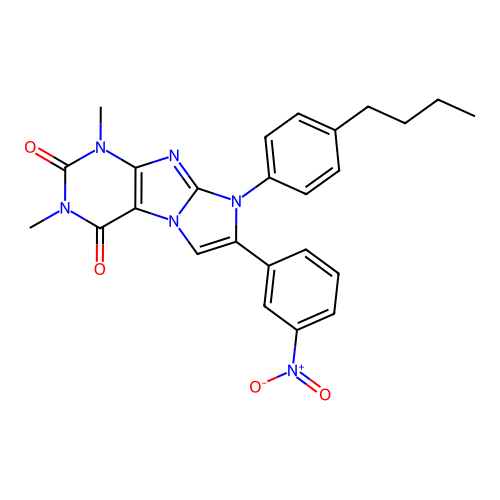 8-(4-butylphenyl)-1,3-dimethyl-7-(3-nitrophenyl)-1H-imidazo[2,1-f]purine-2,4(3H,8H)-dione structure