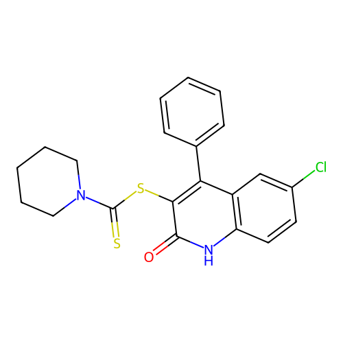 6-Chloro-2-oxo-4-phenyl-1,2-dihydroquinolin-3-yl piperidine-1-carbodithioate structure