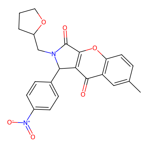 7-methyl-1-(4-nitrophenyl)-2-(oxolan-2-ylmethyl)-1H-chromeno[2,3-c]pyrrole-3,9-dione structure