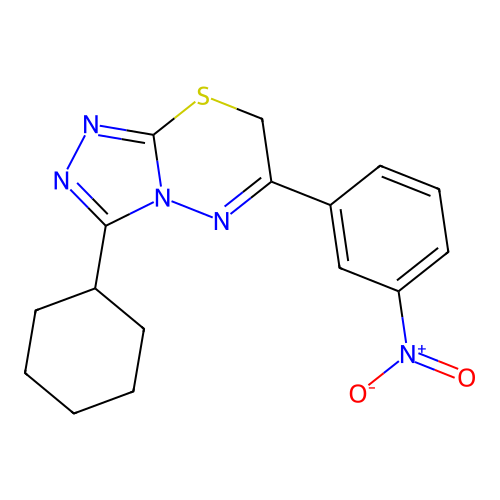 3-cyclohexyl-6-(3-nitrophenyl)-7H-[1,2,4]triazolo[3,4-b][1,3,4]thiadiazine structure