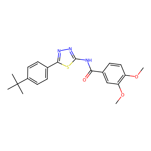 N-[5-(4-tert-butylphenyl)-1,3,4-thiadiazol-2-yl]-3,4-dimethoxybenzamide structure