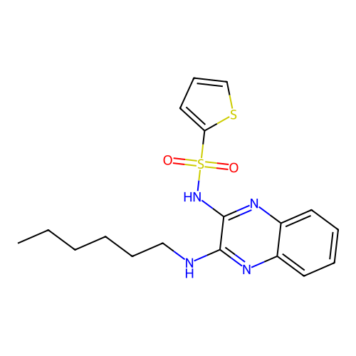 N-(3-(hexylamino)quinoxalin-2-yl)thiophene-2-sulfonamide structure