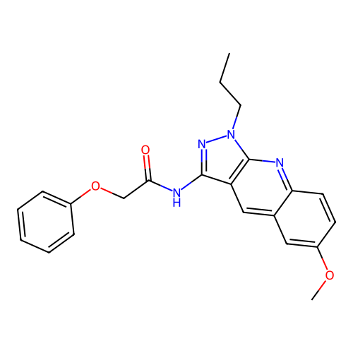 N-(6-methoxy-1-propylpyrazolo[3,4-b]quinolin-3-yl)-2-phenoxyacetamide structure