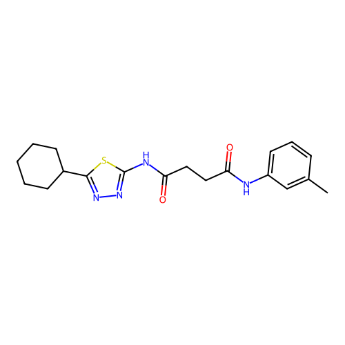 N1-(5-cyclohexyl-1,3,4-thiadiazol-2-yl)-N4-(m-tolyl)succinamide structure