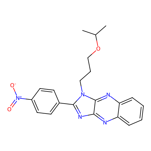 2-(4-nitrophenyl)-1-[3-(propan-2-yloxy)propyl]-1H-imidazo[4,5-b]quinoxaline structure