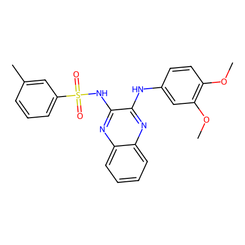 N-(3-((3,4-dimethoxyphenyl)amino)quinoxalin-2-yl)-3-methylbenzenesulfonamide structure