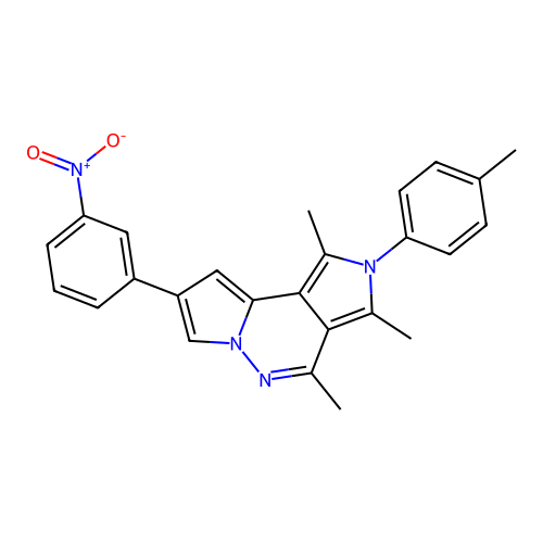 1,3,4-trimethyl-8-(3-nitrophenyl)-2-(p-tolyl)-2H-dipyrrolo[1,2-b:3',4'-d]pyridazine structure