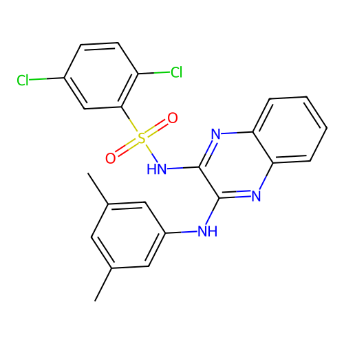 2,5-dichloro-N-(3-((3,5-dimethylphenyl)amino)quinoxalin-2-yl)benzenesulfonamide structure