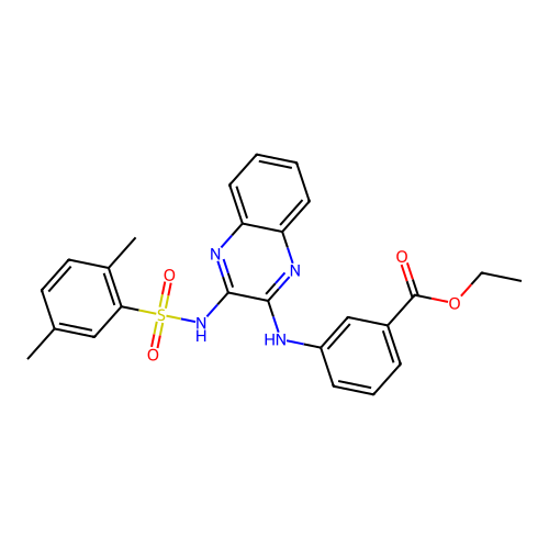 Ethyl 3-[(3-{[(2,5-dimethylphenyl)sulfonyl]amino}quinoxalin-2-yl)amino]benzoate structure