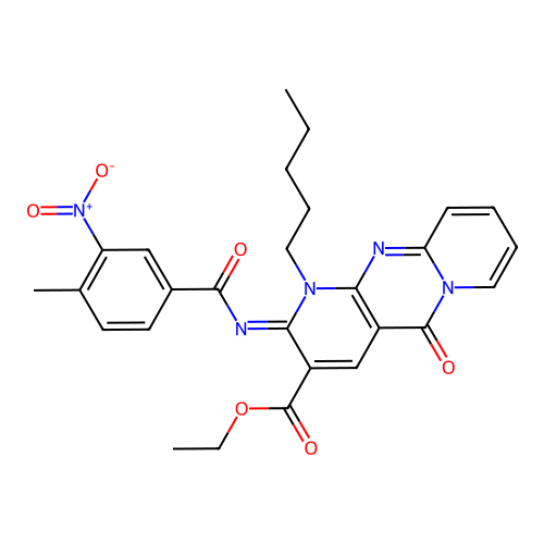 (Z)-ethyl 2-((4-methyl-3-nitrobenzoyl)imino)-5-oxo-1-pentyl-2,5-dihydro-1H-dipyrido[1,2-a:2',3'-d]pyrimidine-3-carboxylate structure