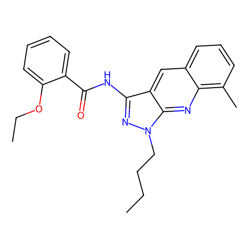 N-(1-butyl-8-methylpyrazolo[3,4-b]quinolin-3-yl)-2-ethoxybenzamide structure