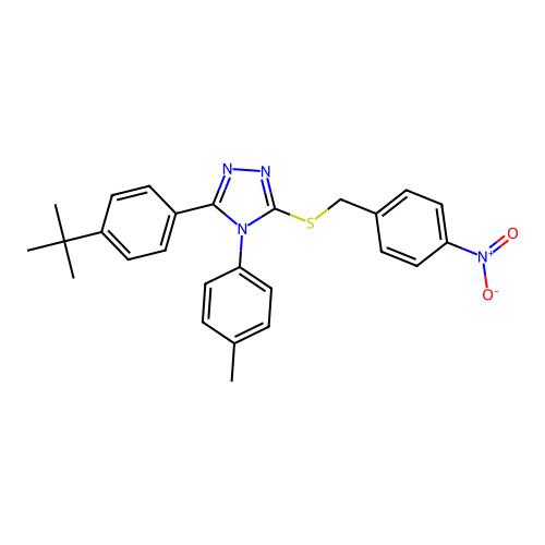 3-(4-(tert-butyl)phenyl)-5-((4-nitrobenzyl)thio)-4-(p-tolyl)-4H-1,2,4-triazole structure