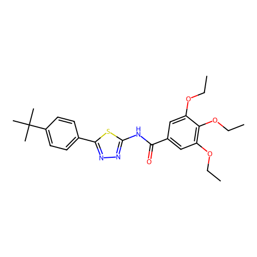 N-[5-(4-tert-butylphenyl)-1,3,4-thiadiazol-2-yl]-3,4,5-triethoxybenzamide structure