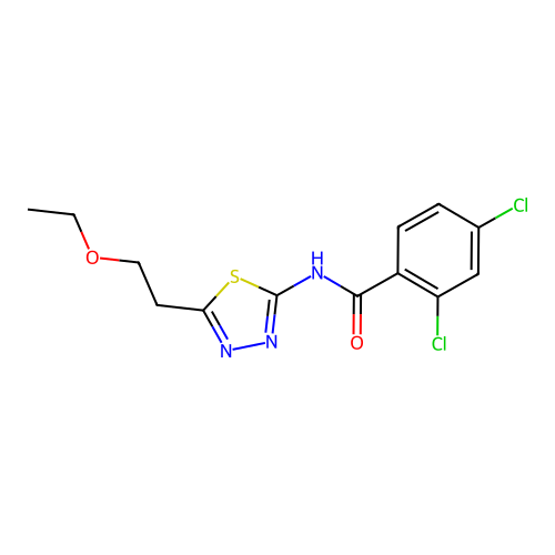 2,4-dichloro-N-(5-(2-ethoxyethyl)-1,3,4-thiadiazol-2-yl)benzamide structure