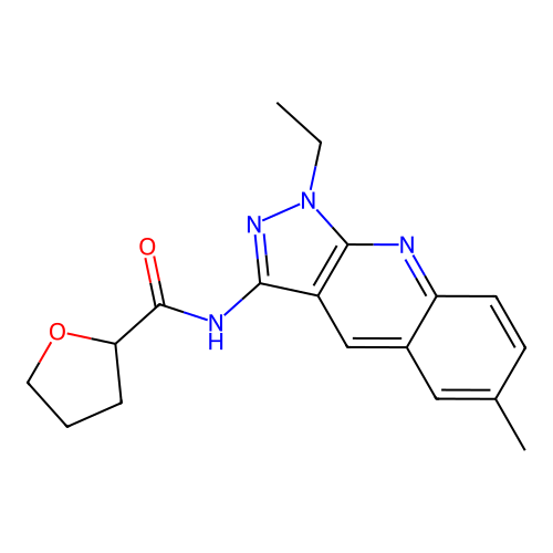 N-(1-ethyl-6-methyl-1H-pyrazolo[3,4-b]quinolin-3-yl)tetrahydro-2-furancarboxamide structure