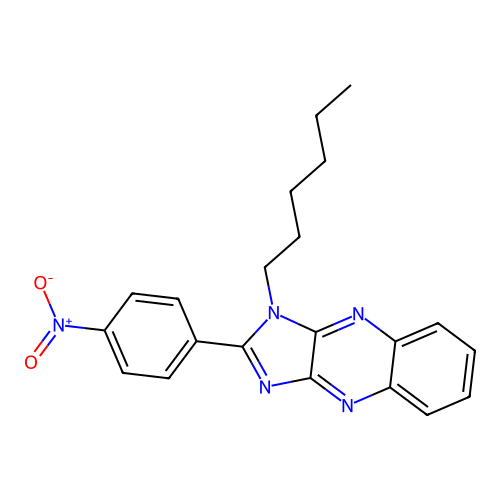 1-hexyl-2-(4-nitrophenyl)-1H-imidazo[4,5-b]quinoxaline structure